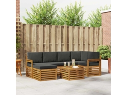 Vidaxl Conjunto De Sofás Para Exterior 7 Unid. Natural E Antracite