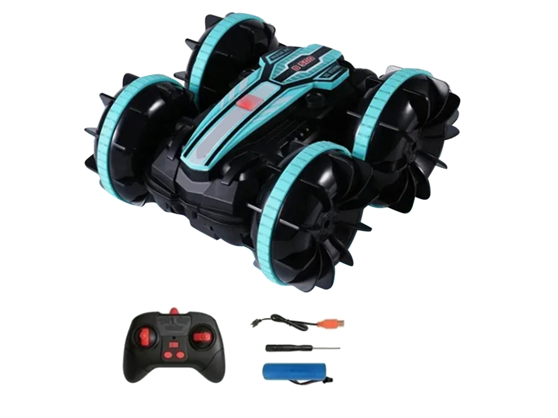 Mali carro de Stunt Rc Dobro Lado Rotativo 2.4ghz À Prova D'água Recarregável Usb Anfíbio Infantil 3.7v Azul
