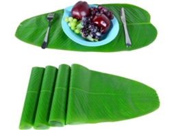 Jogo Americano De Tecido Artificial Verde, 5 Peças, Decoração Tropical