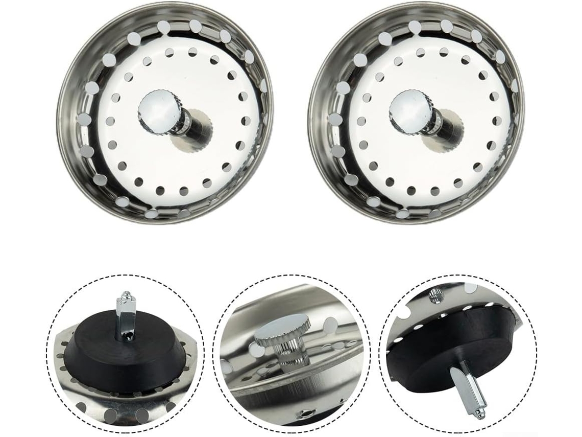 Conjunto De 2 Cestos Filtros Para Ralo Pia Cozinha Em Aço Inoxidável