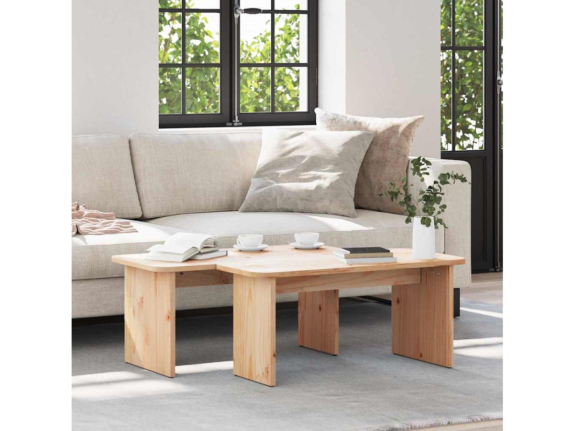 Vidaxl Mesa De Centro 2 Pcs Natural Madeira De Pinho Maciça