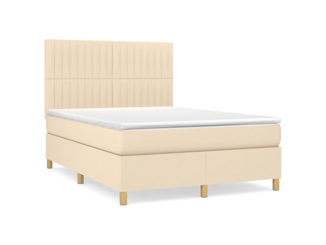Box Spring Bed, Box Spring Beds Vidaxl Creme Tecido (140 X 190 Cm)