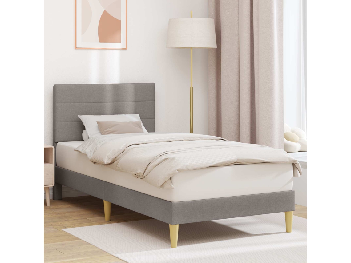Vidaxl Estrutura Da Cama Cinzento-acastanhado 90 X 200 Cm Tecido