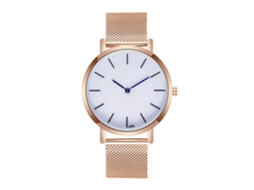 Relógio masculino Zhoulianfa Fashion Simple Business, resistente à água, com pulseira de aço em tom ouro rosa.