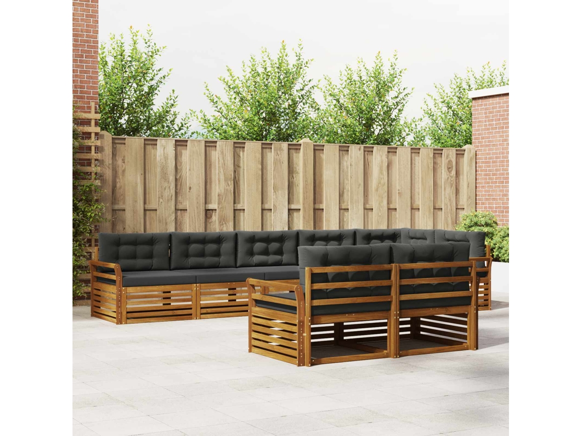 Vidaxl Conjunto De Sofás Para Exterior 8 Unid. Natural E Antracite