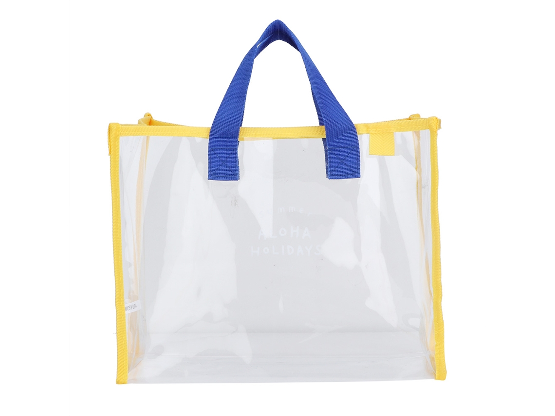 Bolsa de viagem de PVC transparente para maquiagem e produtos de higiene pessoal (azul/amarelo)