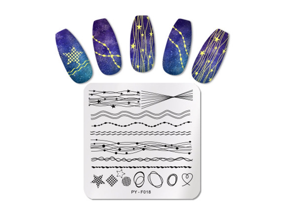 Placa De Impressão Em Aço Inoxidável Para Nail Art, Série De Placas Azuis, Kit De Carimbos Pintados Para Manicure