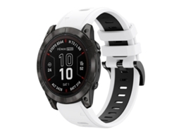 Bracelete Silicone Esportivo para Garmin Fenix 7x Pro XIAOMOYU (26mm) Branco e Traseira