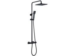 Kibath Coluna De Duche Termostática Quadrada 83-120 Cm Acabamento Preto Mate Em Latão