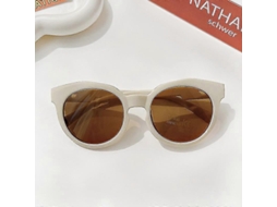 Óculos De Sol Redondos Foscos Vintage Para Crianças, Proteção Solar Para Áreas Externas, Acrílico Uv400, Óculos De Sol Da Moda Infantil, Bege A