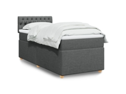Vidaxl Cama Com Molas/colchão 100x200 Cm Tecido Cinza-escuro