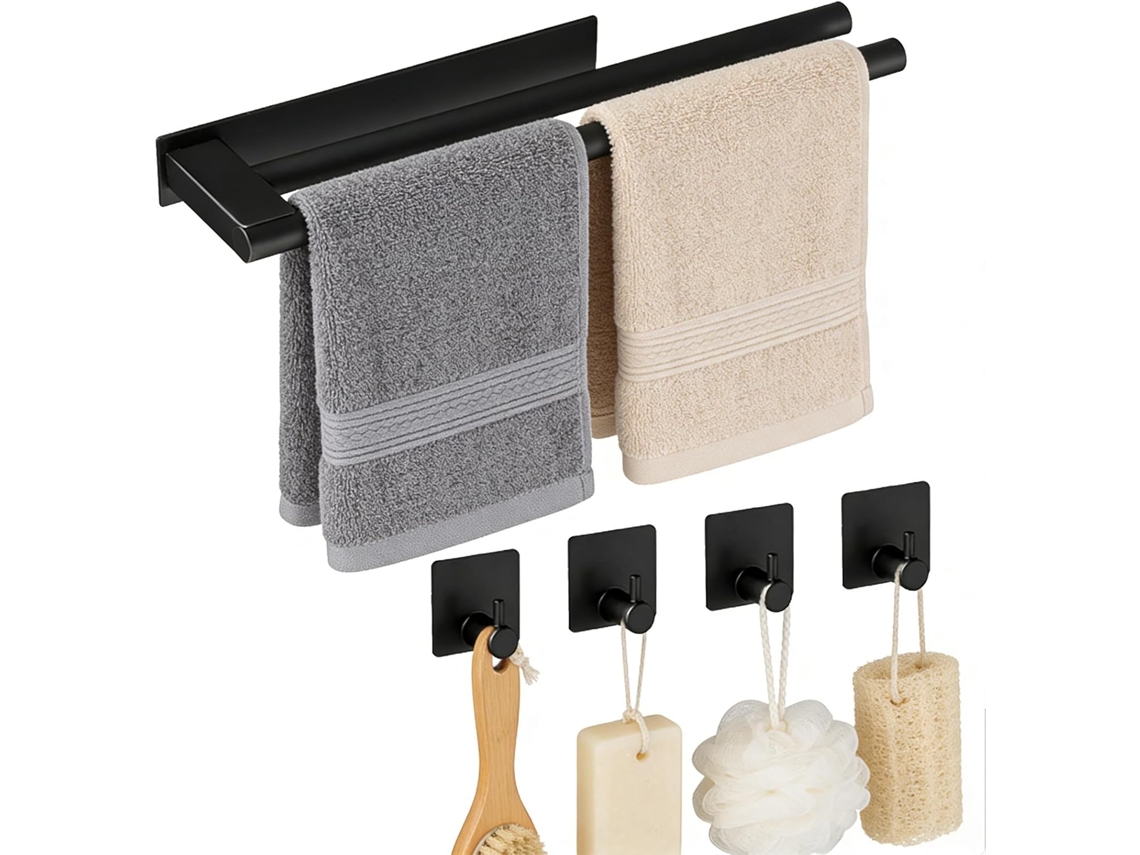 Suporte Para Toalha De Mão 38cm 15 Polegadas, Suporte Duplo Para Toalhas Em Aço Inoxidável 304 Espesso Com 4 Ganchos