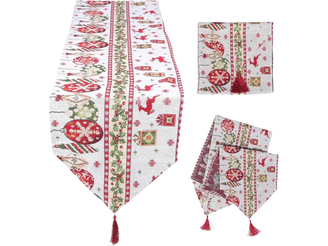 Caminho de Mesa Natalino Amosfun, Toalha Decorativa para as Festas Inverno, Proteção Superfície e Atmosfera Fe