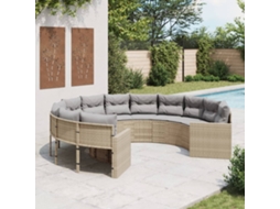 Sofá De Jardim Com Almofadões Redondo Vime Pe Bege Dkd Home Decor