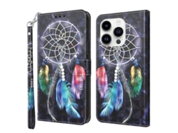 Capa Pega Apanhador Sonhos Para Iphone 15 Pro Pele Sintética