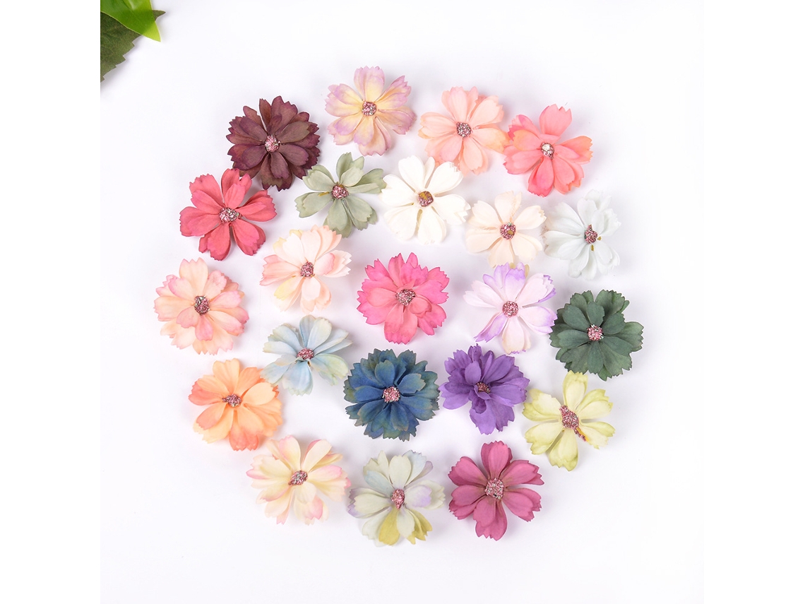 Conjunto de 22 Flores Artificiais Feitas À Mão em Tecido Multicolorido AQUAFORGE