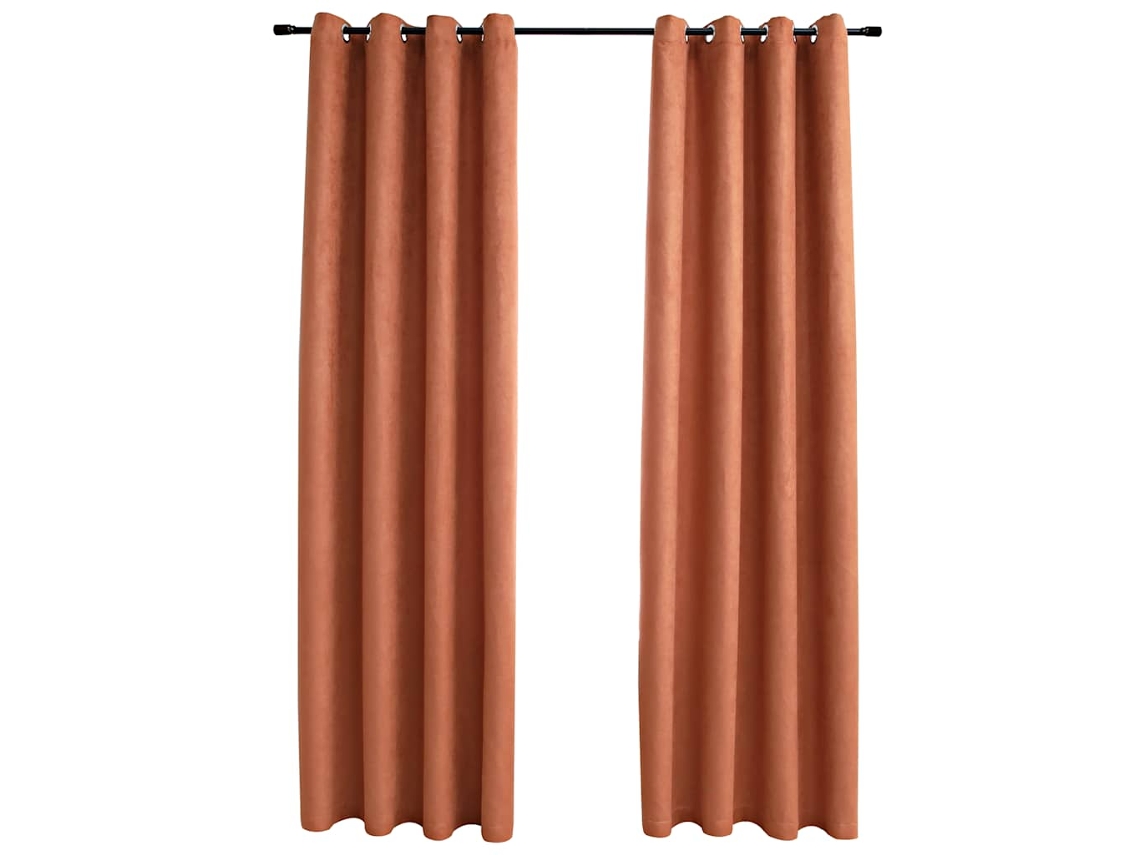 Maison Exclusive - Cortinas Blackout C/ Argolas Em Metal 2 Pcs 140x225 Cm Ferrugem