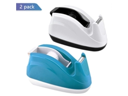 Conjunto de 2 Dispensadores de Fita Adesiva de Mesa com Base Antiderrapante e Ponderada GOKOCO (azul e Branco)