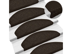 Vidaxl Tapetes De Escada Autoadesivos 15 Peças 65x21x4 Cm Marrom Escuro Meio Redondo Grande