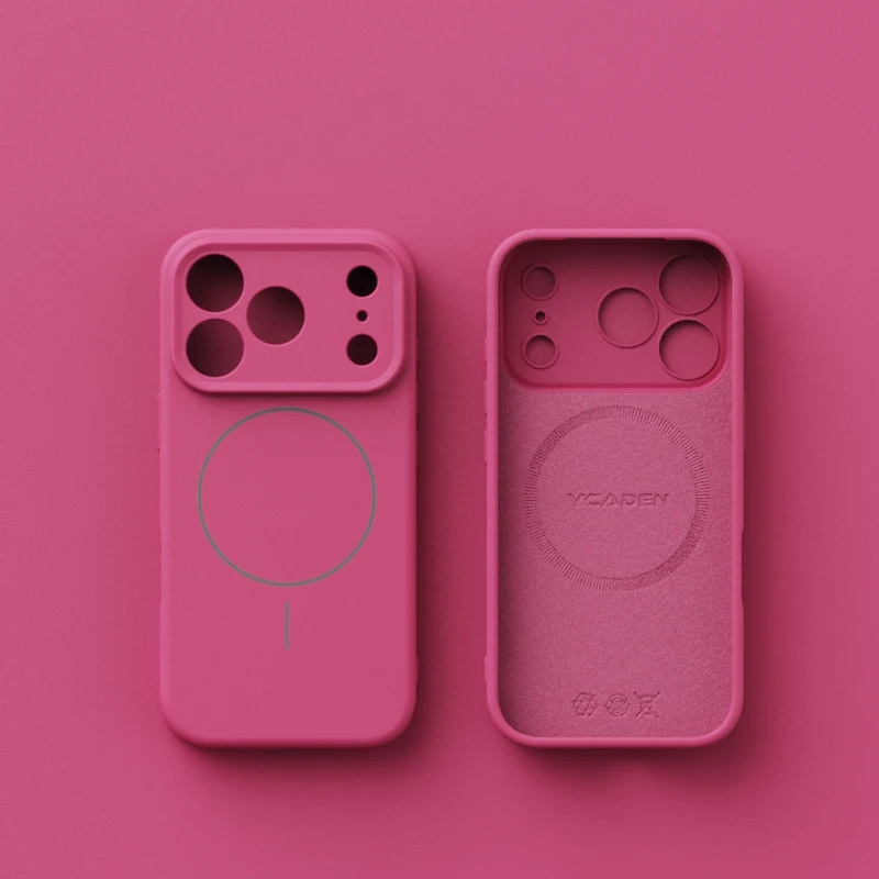 Capa De Celular Em Silicone Líquido (vermelho Rosado) Para Iphone 12 Pro Com Função Magnética.