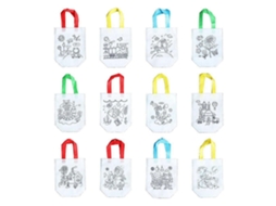 12 Pcs Sacos de Compras Não Tecidos Flexíveis Impresso Padrão Armazenamento Bolsa Diy Pintura Bo Lsa Desenho para Casa Jard GOKOCO