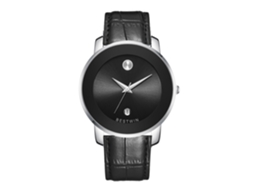 Relógio de Quartzo Masculino MDUG (branco e Preto Pulseira de Couro)