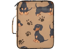 Pasta Expansível Fofa Com Estampa De Cachorro Dachshund, Organizador De 3 Argolas Com 7 Bolsos Sanfonados Escola