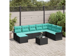 Vidaxl Conjunto De Sofá De Jardim 9 Unid. Preto Rattan Sintético