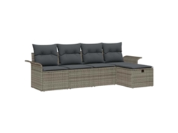 Conjunto de Sofá de Jardim com Almofada 5 Pcs Cinzeto Vime Pe HARLANV1