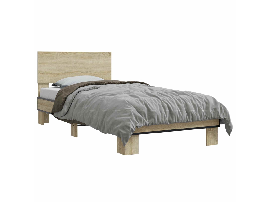 Estrutura de Cama com Cabeceira Carvalho Sonoma MAISON EXCLUSIVE (80x200 cm)