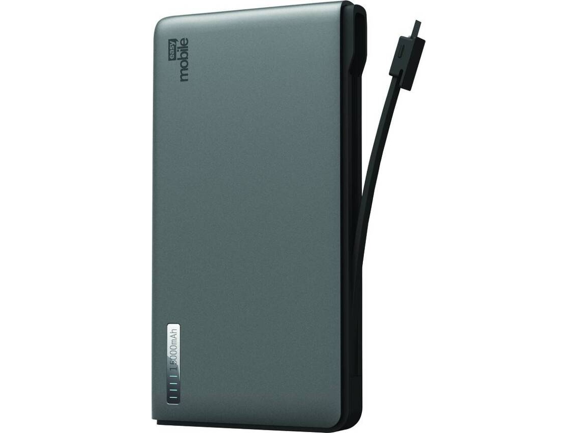 Powerbank EASY MOBILE Smart (15000 mAh - 2 USB - 1 MicroUSB - Cinzento)