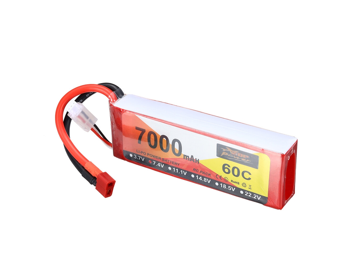Bateria Zop Power 7,4 V 7000 Mah 60c 2s Lipo T Deans Plug Para Drone Rc