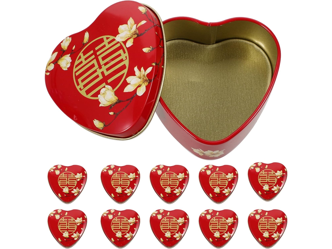 Ipetboom Conjunto De 12-caixas Em Formato Coração, Caixas De Doces Lata Para Lembrancinhas Casamento, Caixas De Presente