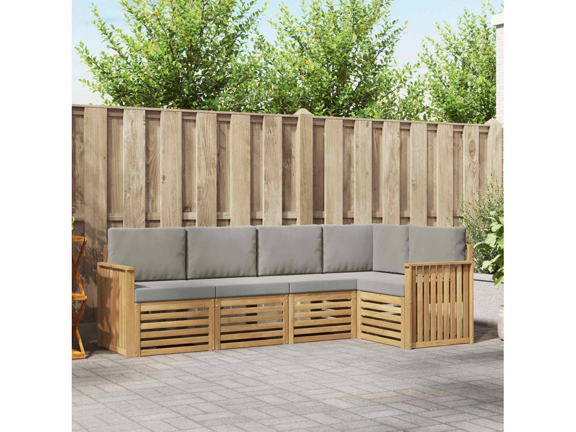 Vidaxl Conjunto De Sofás Para Exterior 5 Pcs Branco E Cinzento-claro
