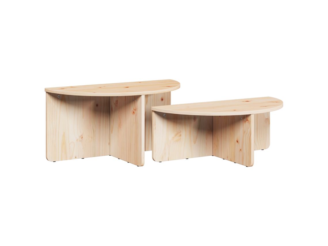 Conjunto 2 Mesa De Centro Vidaxl Castanho Madeira De Pinho Maciça (79 X 39,5 X 40 Cm)