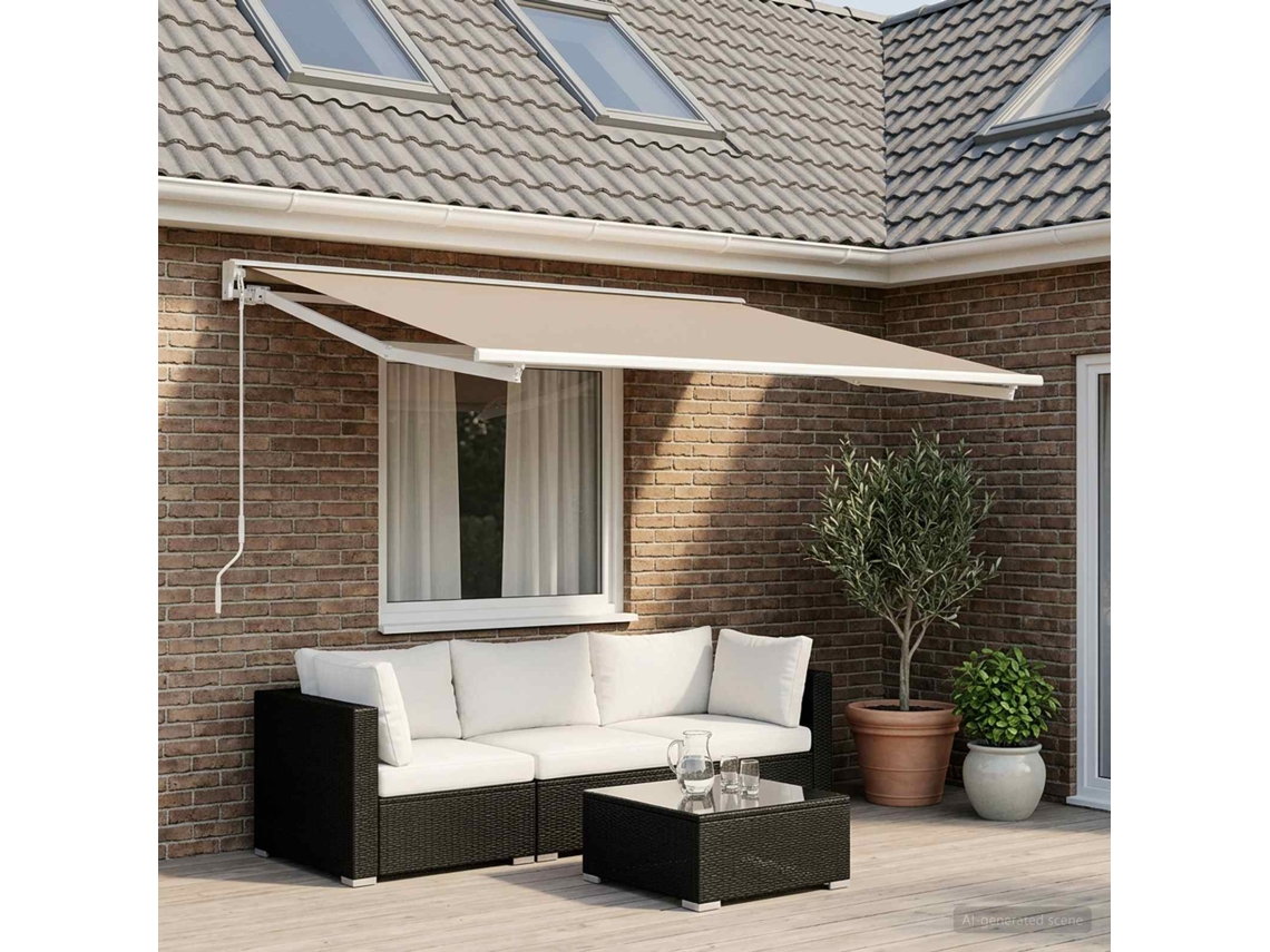 Vidaxl Tecido De Substituição Para Toldo Bege 600 × 350 Cm Poliéster