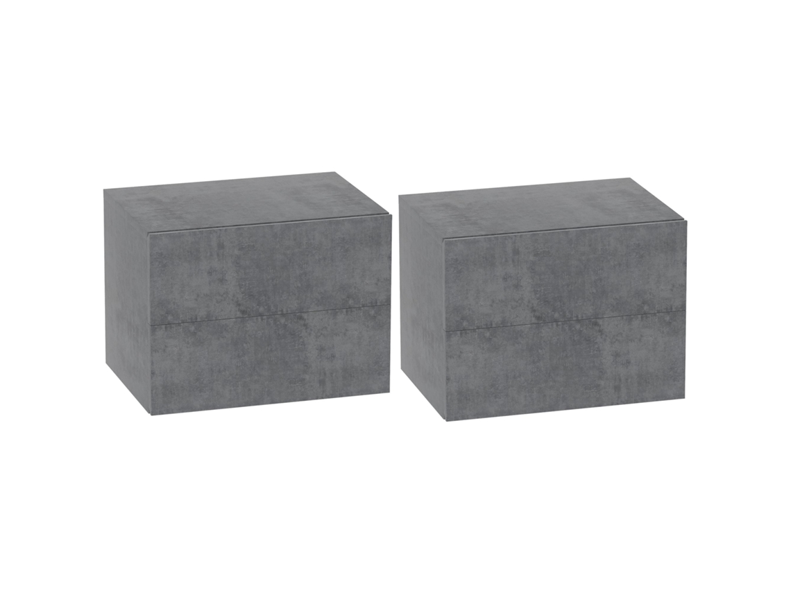 Conjunto de 2 criados mudos suspensos com 2 gavetas modernos e econômicos 40x29x30 Cm cinza cimento BTFORUS
