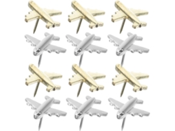 Conjunto Tehaux De 12 Tachinhas Metálicas 3D Em Formato Avião Para Cortiça, Quadros Decorativos E Funcionais