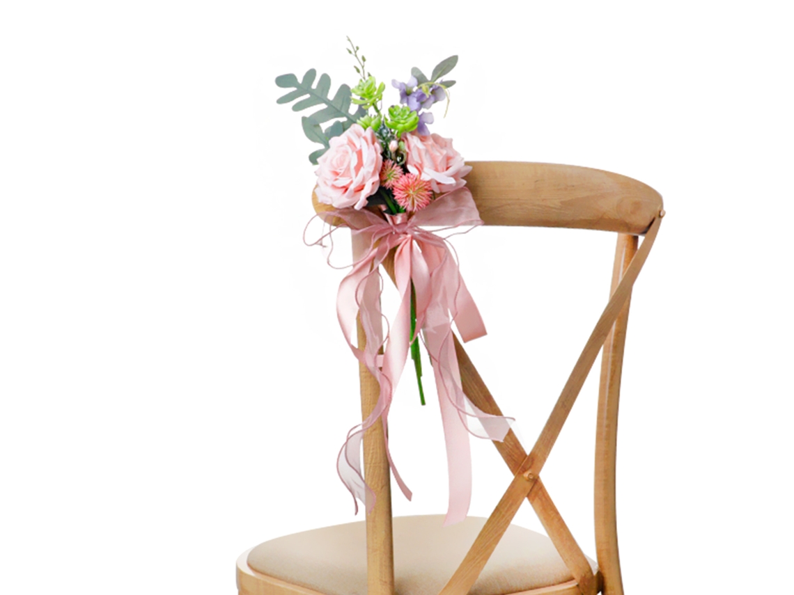 Laxiscreed Bouquet De Flores Artesanais Para Encosto De Cadeira De Casamento Em Estilo Floresta Rosa
