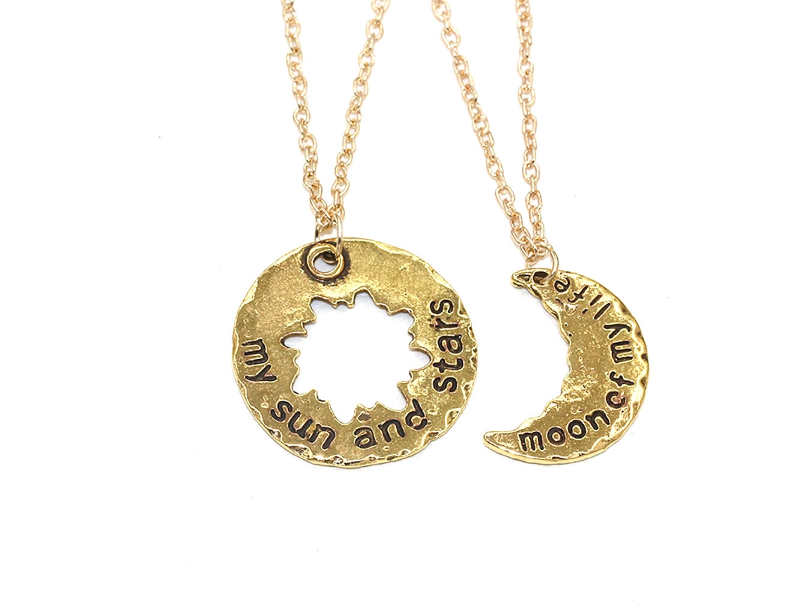 Colar Pingente Lua Estrelas Liga Feminino Moda Presente Worten