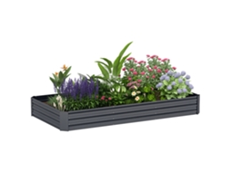 Cama elevada para horta em aço 835l fundo aberto 240x120x30cm cinza escuro BTFORUS
