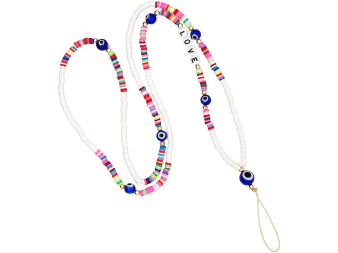 Alça De Celular Leve E Segura, Feita De Argila Polimérica Com Miçangas, Para Mãos E Pescoço.