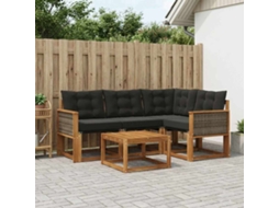 Vidaxl Conjunto De Sofás Para Exterior 5 Pcs Natural E Preto