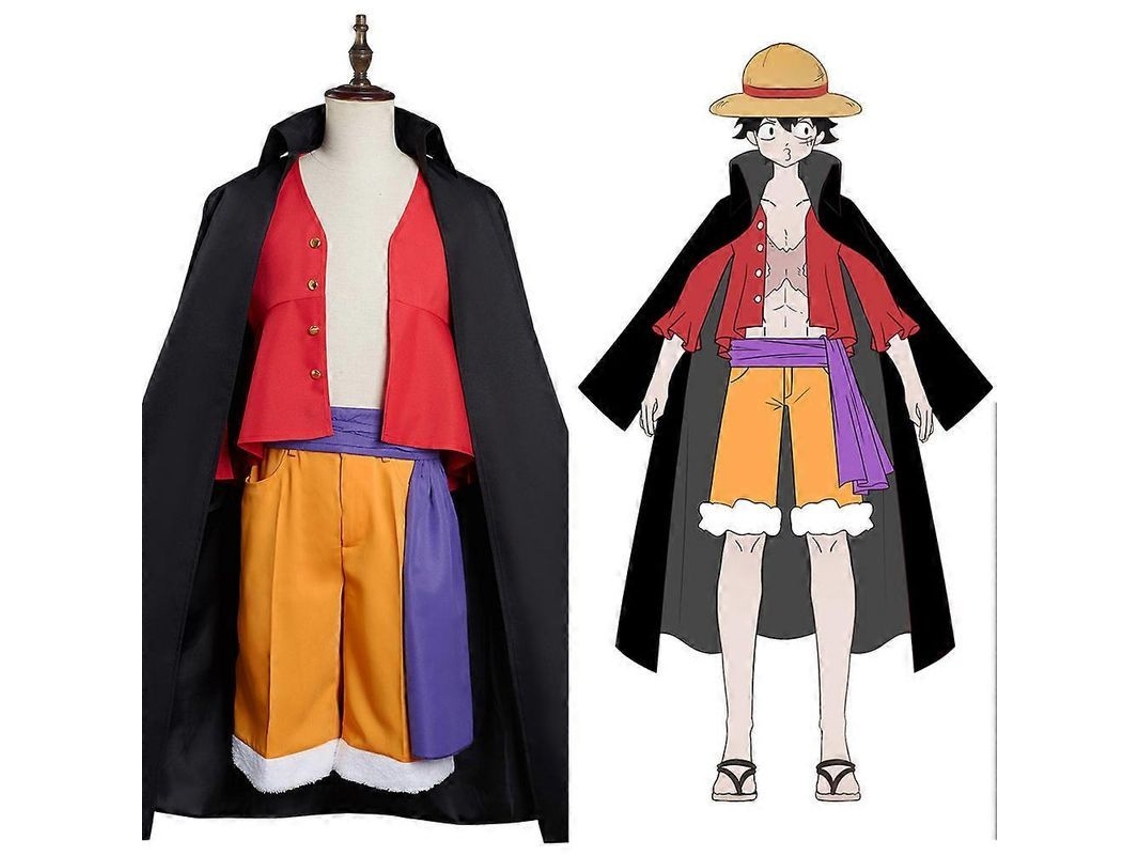 Fantasia de cosplay de Monkey D. Luffy de One Piece para homem, com camisa, shorts e capa, para Halloween e Carnaval (2026).