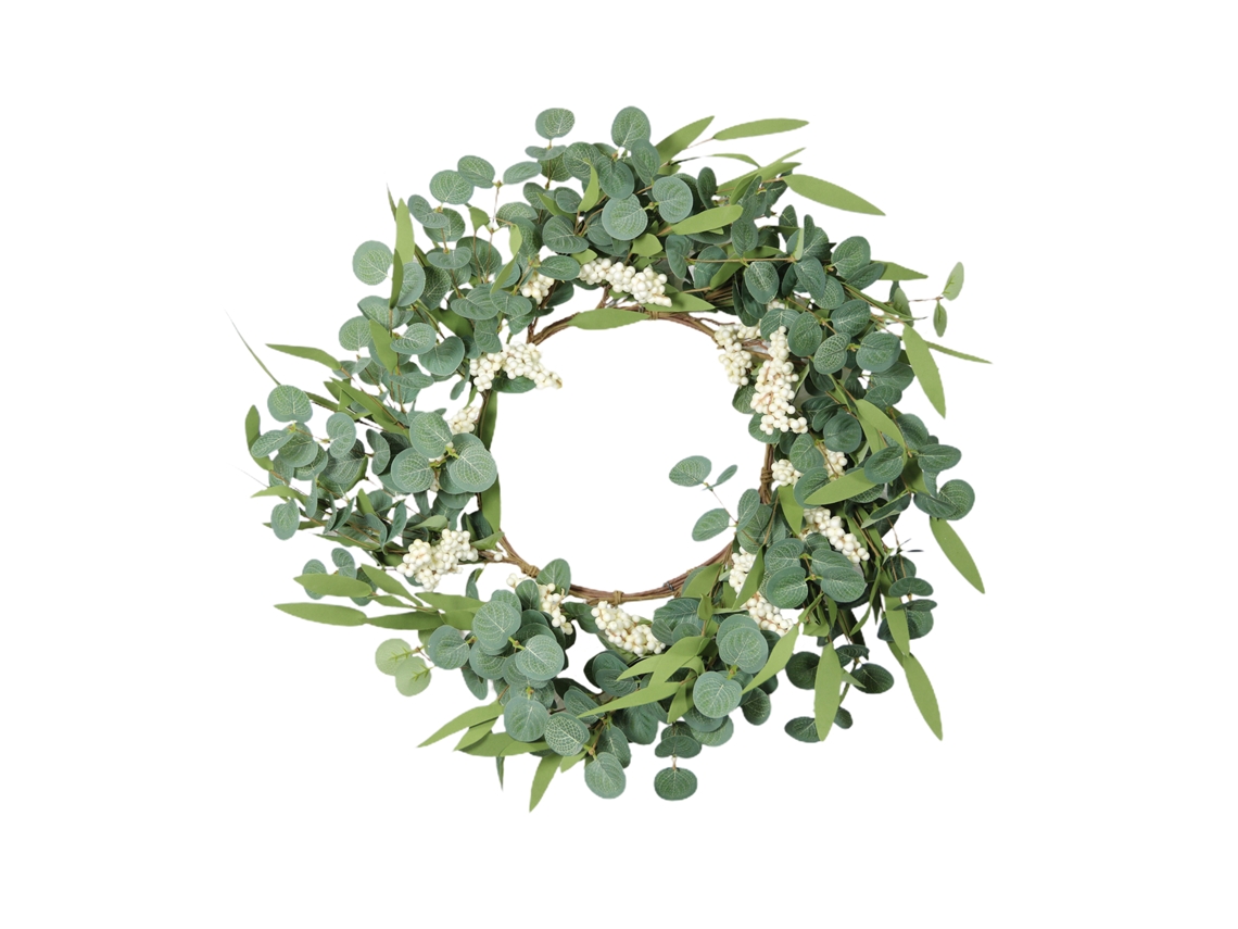 Laxiscreed Ramos De Eucalipto Artificial Com Folhas De Plástico E Casca De Papel, 55cm