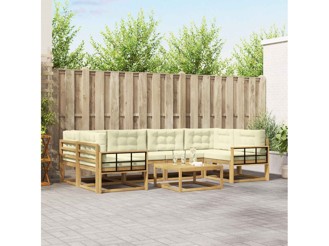 Vidaxl Conjunto De Sofás Para Exterior 5 Unid. Branco E Creme