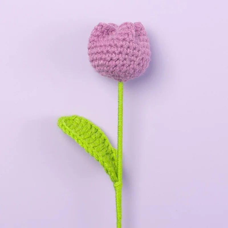 (lilás Claro) 1 Linda Tulipa De Tricô, Buquê Criativo De Tulipas Artificiais De Crochê