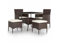Maison Exclusive - 5 Pcs Conjunto De Jantar P/ Jardim Vime Pe Castanho