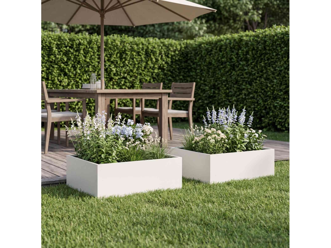 Vidaxl Vaso De Jardim 2 Unid. Branco 60 X 60 X 20 Cm