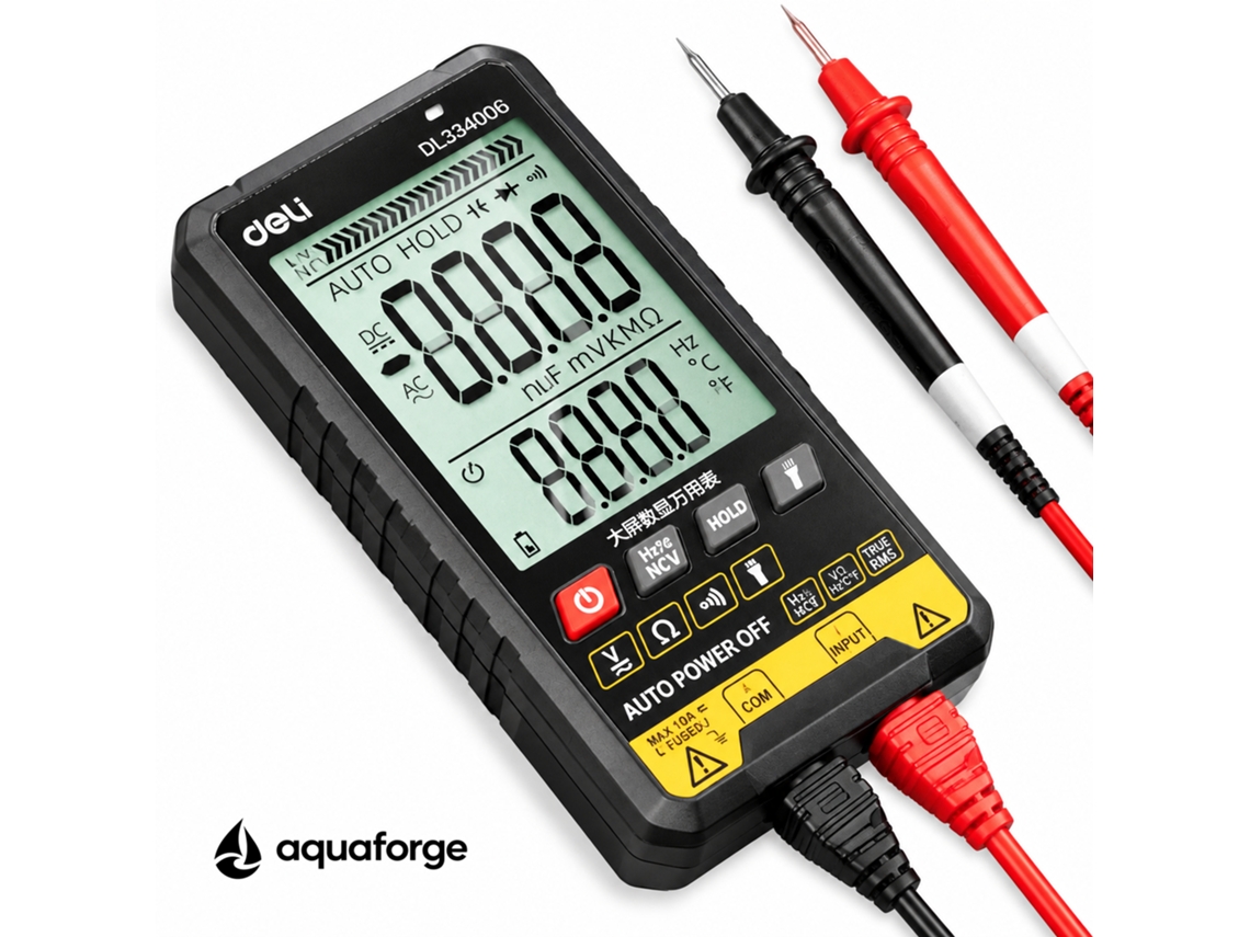 Multímetro Digital Aquaforge Dl334006, Ncv, Ecrã Lcd